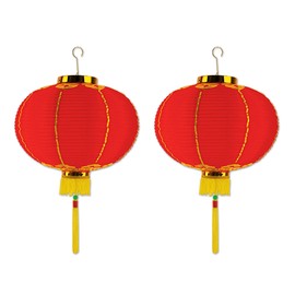 Beistle good luck lantern, Red/Gold