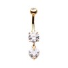 Inspiration Dezigns Golden Elegant Heart Drop Cubic Zirconia Belly Button