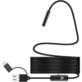Naroote Camara Endoscopica, 5 m Endoscopio USB Otoscopio Digital con Camara microscopio para Celular de 7 mm Herramientas de Inspección para Uso en Teléfonos Android y PC