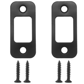 Alamic Deadbolt Strike Plate 2 Pack Door Strike Plate 1" x 2-1/4" Round Corner with Screws Black