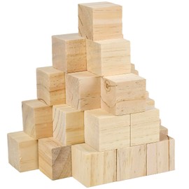 Keshufu Unfinished Wooden Cubes, 32pcs 2 inch Wooden Blocks for Crafts, Wood Square Blocks for DIY Projects Puzzle Making Letters Stamps(2 Inch,32 Pcs)