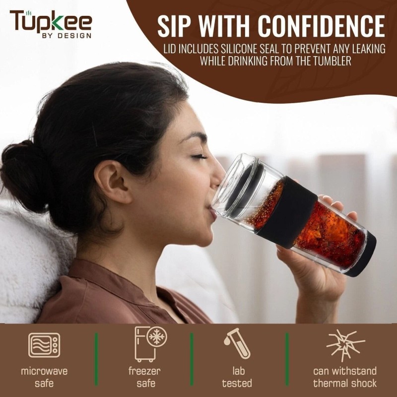Tupkee Glass Sip Lid - Replacement Lid For 14oz &