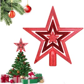 Onlvmyur Christmas Tree Topper Star Red Christmas Tree Topper Star Red Tree Topper Christmas Star for Indoor and Outdoor Christmas Tree (Red)