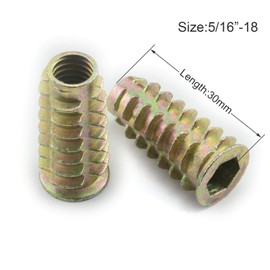 LQ Industrial 25pcs 5/16-18x1-1/5 Inch Furniture Screw-in Nut Zinc Alloy Bolt Fastener Connector Hex Socket Drive Threaded Insert Nuts for Wood Furniture 30mm