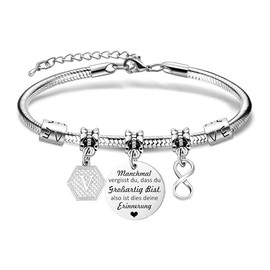 Yumioxa Unique Bracelets Gift Encourage Women Name Letter Bracelets Stainless Steel Bracelet Jewellery Infinity Pendant Graduation Birthday Party Gift, Stainless Steel