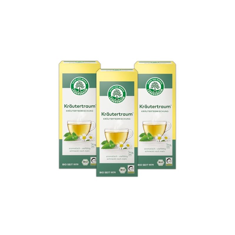 LEBENSBAUM 3 x Kräutertraum, Organic Herbal Tea Blend, Various and