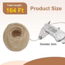 uxcell 164 Feet Natural Jute Twine String,2mm Thin Garden Twine Rope Colored Plant String Cord for DIY Art Crafts Gift Wrapping Decoration Packing Gardening Plant Hanger,Beige