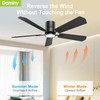 DAMINY 52 inch 5 Blades Black Ceiling Fans with Lights,Flush