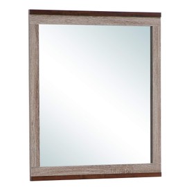 Udorich Enhance Your Space with Rustic Two-Tone Mirror, Wood Grain Finish, Low Distortion Glass for Clear Image, Gray/Brown