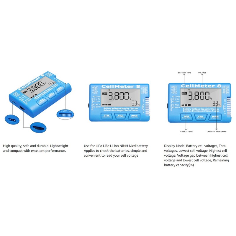 Digital Battery Capacity Checker Voltage Tester Meter for LiPo Life
