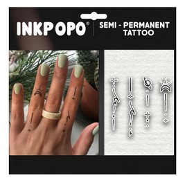 INKPOPO 3 Sheets Semi-Permanent Tattoos for Adults | 7-15 Days Longwear | Waterproof & Realistic Finish | Adult Art Temporary Tattoos | Finger Tattoo Series 124