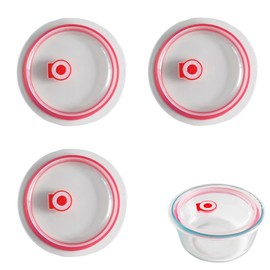 4 Cup Replacement Lids Compatible with Pyrex 7201-PC Glass Bowls Round (Bowls not Included) Storage Cover Lid With Ventilation Hole, Scale Marking 3Pcs