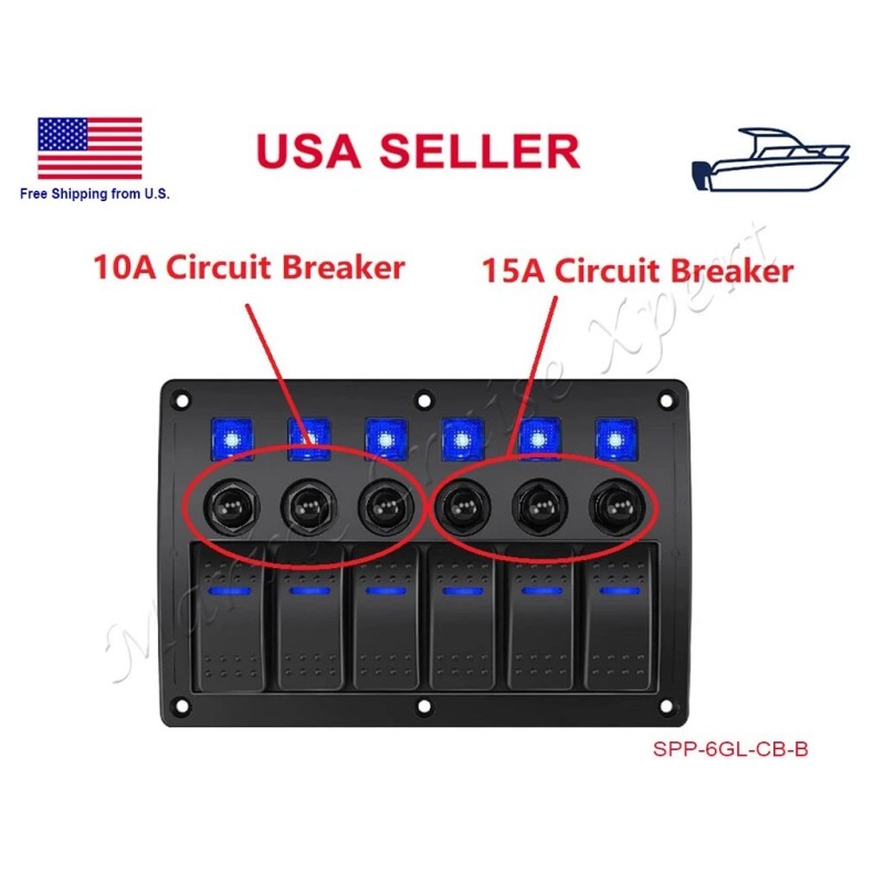STX 6 Gang ON OFF Rocker Toggle Switch Panel Circuit