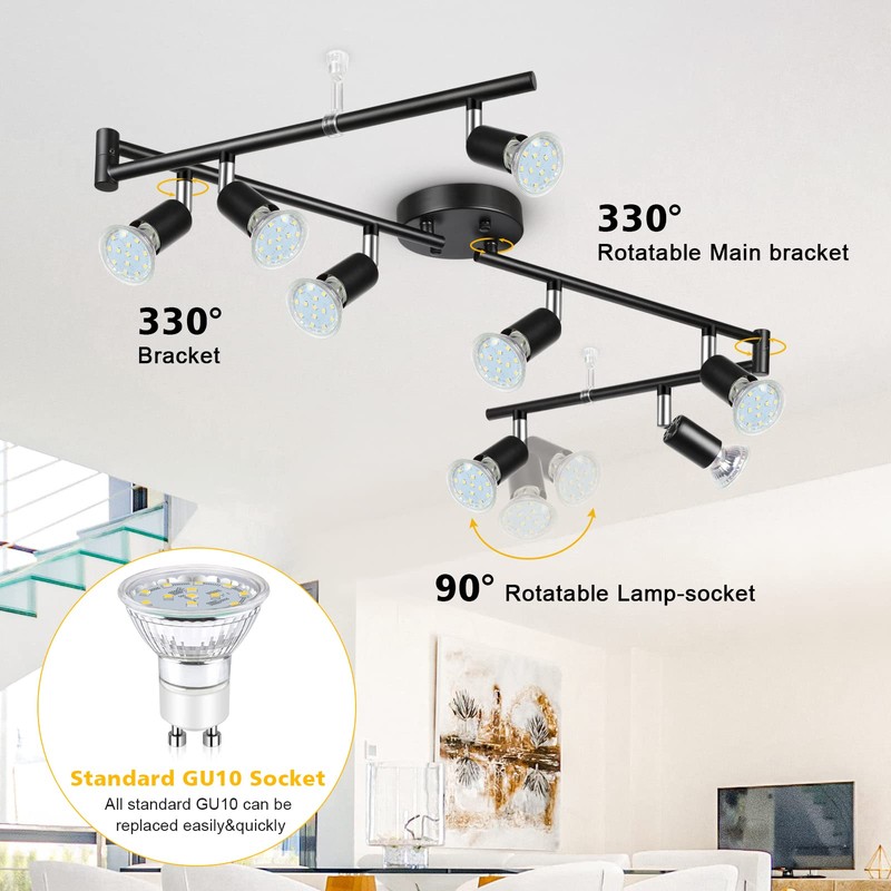 Unicozin LED 8 Light Track Lighting Kit, 54.13'' Black 8