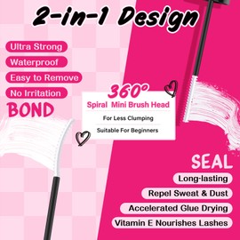 Pro Eyelash Glue and Sealer, DIY Eyelash Extension Eyelash Glue Bond and Seal Mascara Stick, Aftercare Sealer, Super Strong Hold up to 48 Hours, Waterproof (Clear Bond and Clear Sealer)