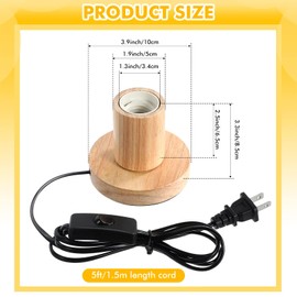 Tuanse 2 Pcs Polished Metal Desktop Lamp Base E26 E27 Screw Light Bulb Holder Sockets Night Light Base Lamp Replacement for Holding Bulb 6 Feet Cord on Off Switch Plug(Wood Color)
