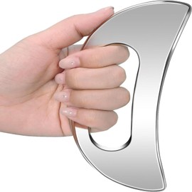 Stainless Steel Gua Sha Massage Tool with Handle, Body Muscle Scraper for Back, Neck, Face, and Leg, Larger Fascia Scraping Tool for Deep Tissue Relief (1PCS)