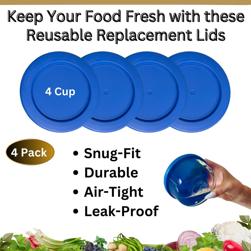 Klare Ware 4 Cup Replacement Lids/Covers for Pyrex 7201, Anchor
