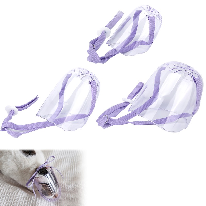 3pcs Cat Dog Muzzle AntiBite Cat Mouth Cover Breathable Transparent