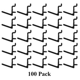 JSP Manufacturing Pegboard Hooks Non-Locking Plastic L Style Hook | Garage Tool Storage Craft Hooks Pegboard Accessories (100, Black)