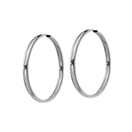 14k Solid White Gold Endless Loop Hoop Timeless Earrings 2 mm Gauge/Thickness Available in Multiple Diameters - Segment Septum Lip Nose Round Hoop Tragus Helix Cartilage (0.80 Inch), Small, Metal