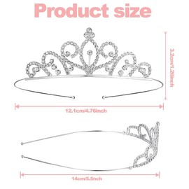 6Pcs Girls Princess Crystal Tiara Crown Silver Crystal Tiara Princess Rhinestone Crown Bridal Wedding Crown Headband Hair Accessories Crystal Tiara Princess Crown for Dance Performance Birthday Party