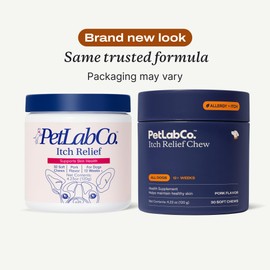 PetLab Co. Itch Relief Chews - Support for Dry, Occasionally Itchy Skin & Coats - Formulated with Turmeric, Omega 3 & 6, Honey - Packaging May Vary