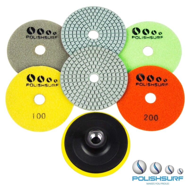 Diamond Polishing Pads 4 Inch Wet Dry Set 7 Pieces