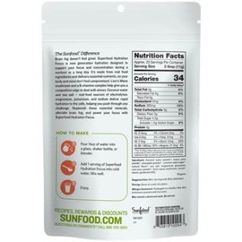 Sunfood Superfoods Hydration Electrolyte Powder Drink Mix | 8 oz. Bag, 20 Servings | Coconut Water, Pink Himalayan Salt, Lemon & Pineapple Juice Mix | Lion's Mane & B-Vitamin Complex