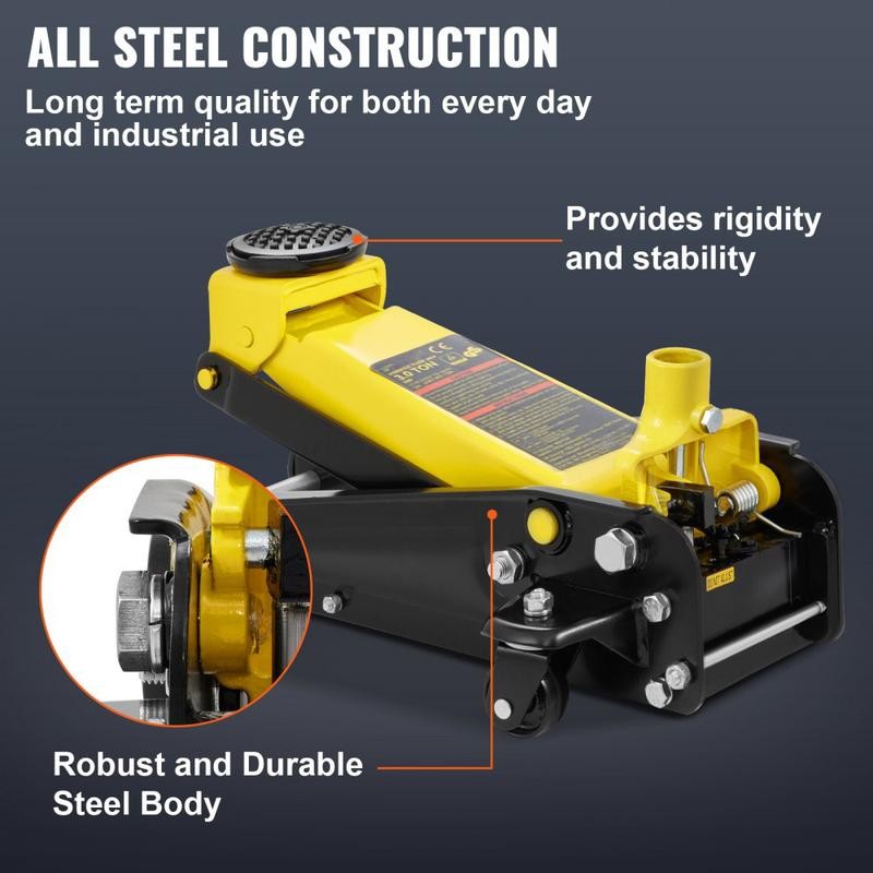 Low Profile Floor Jack 3/2.5 Ton Heavy Steel Single Piston
