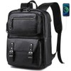 CHAO RAN Leather Backpack For Men Business Laptop Backpack Waterproof