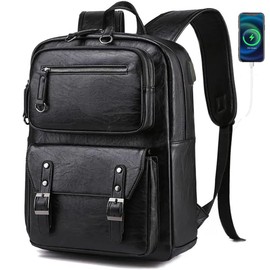 CHAO RAN Leather Backpack For Men Business Laptop Backpack Waterproof Travel College Backpack Daily Work Bags