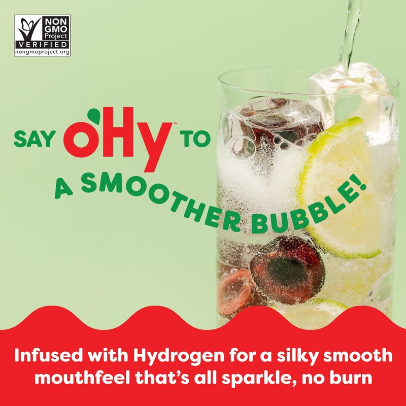 oHy Cherry Lime Sparkling Water, Hydrogen Infused, USDA Organic, Magnesium,
