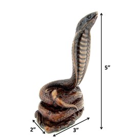Blue Orchid King Cobra Figurine, Fortune and Feng Shui Snake, Good Luck Protection Amulet Sculpture, Small Resin Statue, Amber Resin 5 Inches