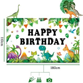 Dinosaur Birthday Backdrop Cartoon Dinosaur Birthday Banner Dino Themed Happy Birthday Party Decorations Jungle Dinosaur Birthday Party Banner (180 * 110cm)