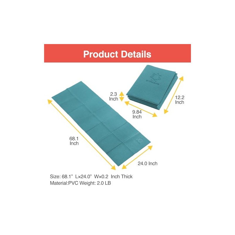 Primasole - Alfombrilla plegable para yoga, pilates, 1/4 de grosor,