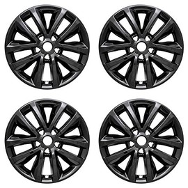 New Wheel Skin Covers Fits 2016-2019 Kia Sorento EX; 17 Inch; 10 Spoke; Gloss Black; Plastic; Set of 4; Not Compatible with Steel Wheels