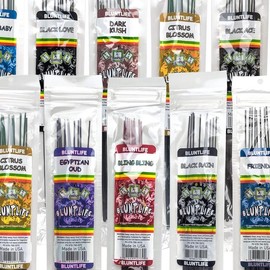 Bluntlife Handcrafted Incense Sticks - Assorted Scents - Natural Bamboo, Charcoal-Free Fragrance Pack Gift Scented Aroma Perfume Freshener - PACKS: 2 Packets : each packet has 10 sticks