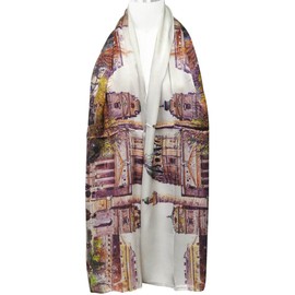 Wrapables Luxurious 100% Charmeuse Silk Long Scarf with Hand Rolled Edges, Downtown