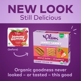 Plum Organics Jammy Sammy Snack Bars - Peanut Butter and Strawberry - 1.02 oz Bars (Pack of 30) - Organic Toddler Food Snack Bars