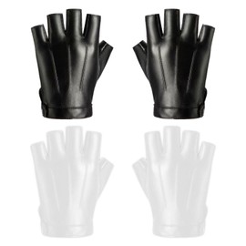 HDGSAFD 2 Pairs Half Finger Gloves, Cycling Gloves, Men's Gloves, Fashionable Simple Gloves, Role Play Gloves, black