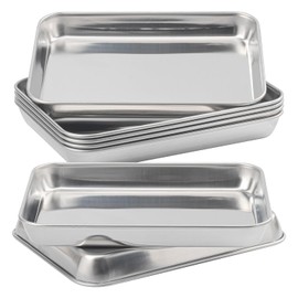 Biugaaufai 7 Pack Rectangle Stainless Steel Surgical Tray, 9 x 6.7 Inch Surgical Tray, Stainless Steel Medical Trays for Lab Instruments Organizer, Lab, Tattoo, Dental