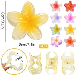 Flower Hair Clips, 8 Pieces Flower Hair Clips, Plumeria Flower Hair Claw Clips, Cute Flower Claw Clips, Flower Hairpin Trendy for Women and Girls