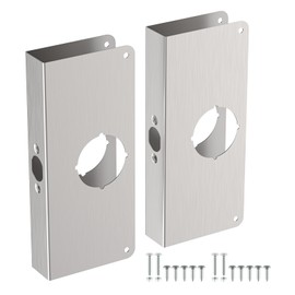 U 9585 Stainless Steel Lock and Door Reinforcement Plate for 1-3/8 in Thick Doors, Stainless Steel Finish for Reinforcing and Repairing Doors - 2 Pack