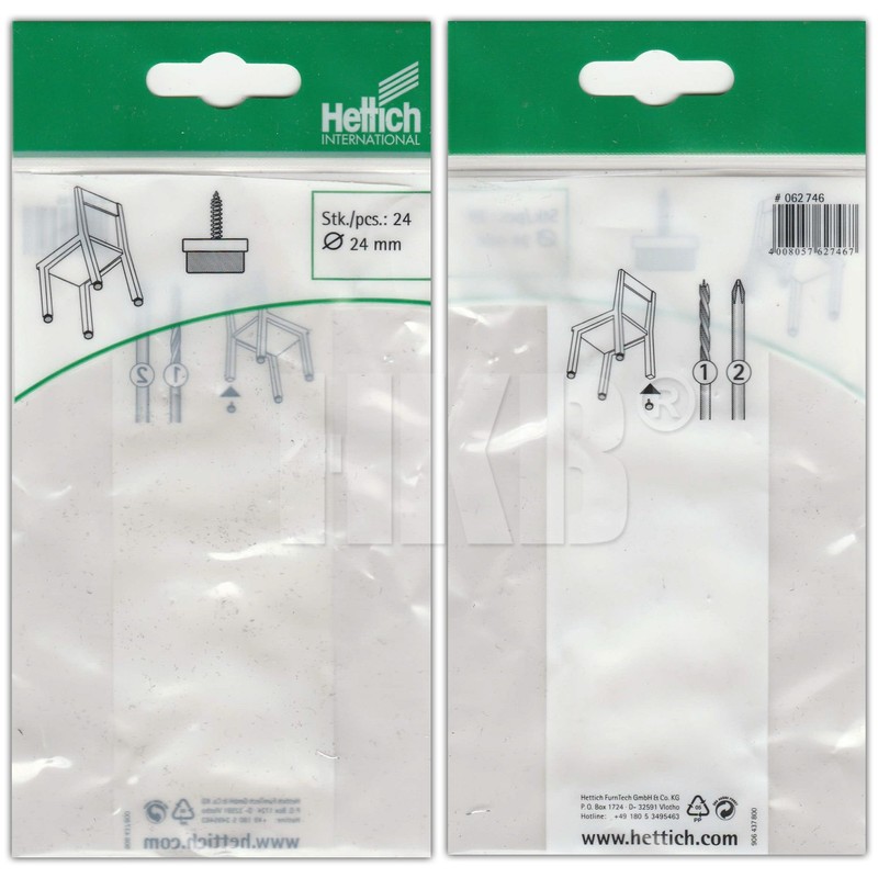 HKB ® Hettich 0062746 Pack of 24 Parquet Felt Gliders