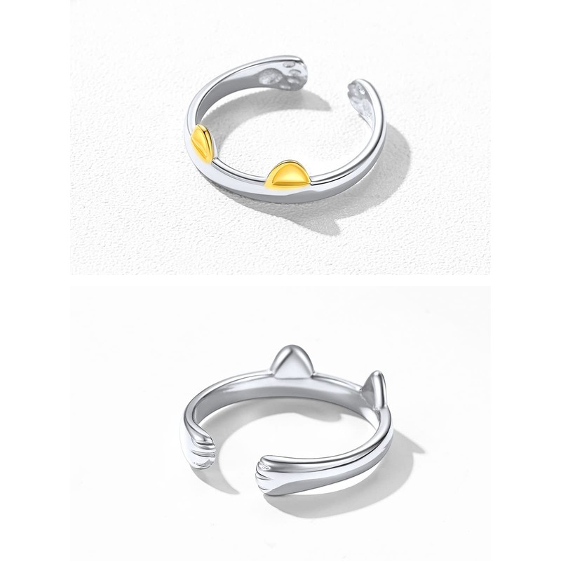 ChicSilver 925 Silver Ring, Women's Popular, Paw Ring, Cute, Cat,