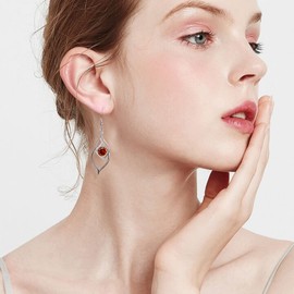 Qings 12 Birthstone Earrings for Women, 925 Sterling Silver Birthstones Dangle Earring Cubic Zirconia Earrings, Fashion Jewellery Birthday Gifts for Women Girls, Sterling Silver, Cubic Zirconia