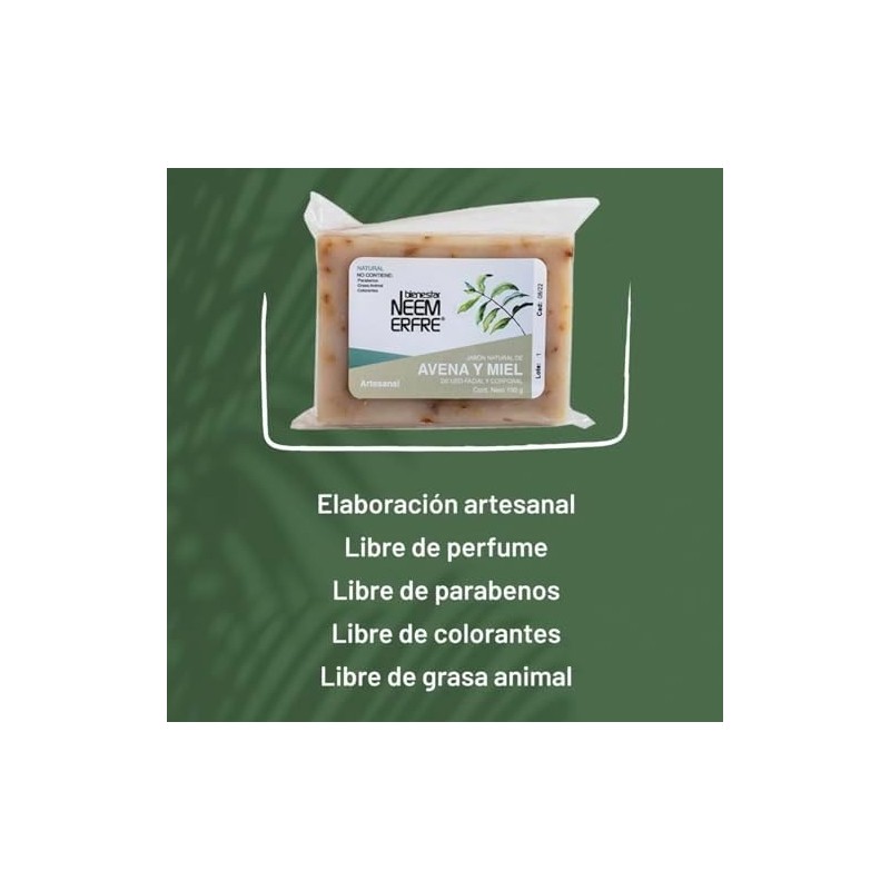 NEEM ERFRE Pack de 3 jabon natural de avena y