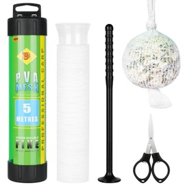 OFFCUP Fishing PVA mesh, 5 m PVA net fishing set with scissors, 37 mm fishing PVA net, water soluble, PVA mesh carp accessories with funnel and pestle, fishing machines, bait bag, water-soluble