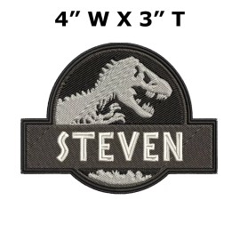 Athena Brands CHILD Custom Jurassic Park Dino Embroidered Name Tag Patch [IRON-ON] - YOUR NAME